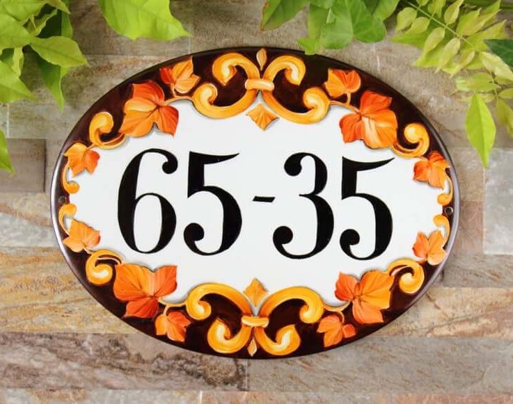 Oval ceramic address tiles, house numbers tiles