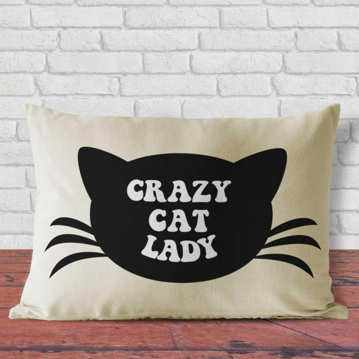 Pillow catlike design, decorative cushion of crazy cat lady, crazy cat pillow, ladies gift idea, personalized cushion, pillow gift idea cat