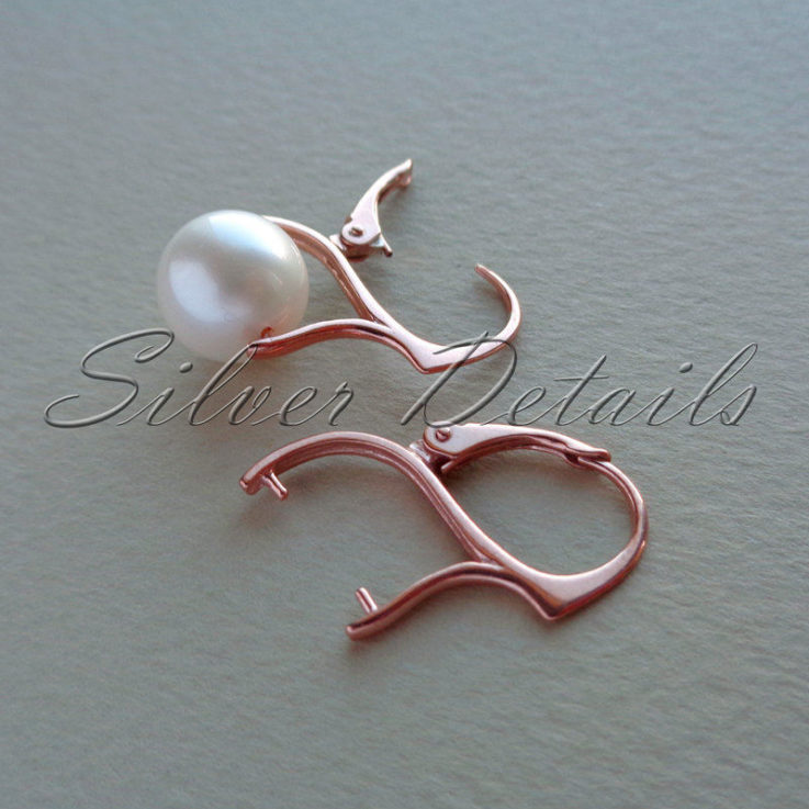 Rose gold plated Sterling Silver Lever backs with Pinch Bail for Swarovski Crystals
