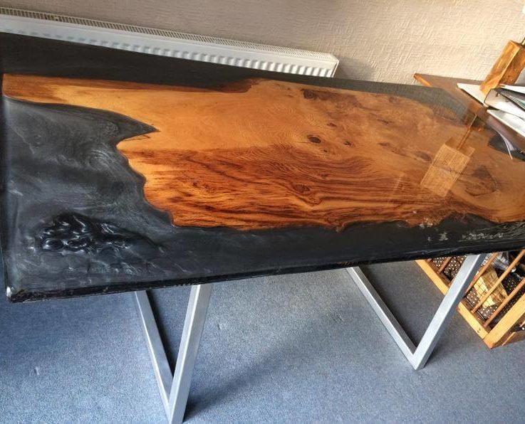 Dining,table Live edge Epoxy resin, Liquid glass Designer Bespoke River table Custom made Wood slab table lHandmade UK Luxury table.Ash.
