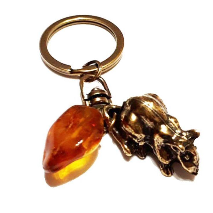 2020 Year symbol. Beautiful Mouse and Amber Tumble Keyring, perfect unique gift. Accessory for keys or handbag. Keychains and Lanyards
