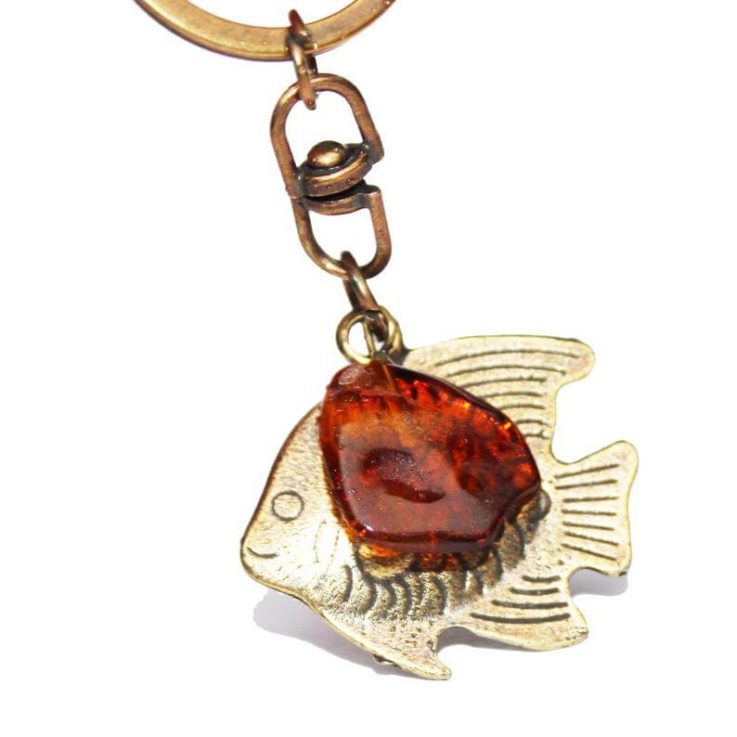 Beautiful Fish and Amber Tumble Keyring, perfect unique gift. Accessory for keys or handbag. Keychains and Lanyards amber accessory