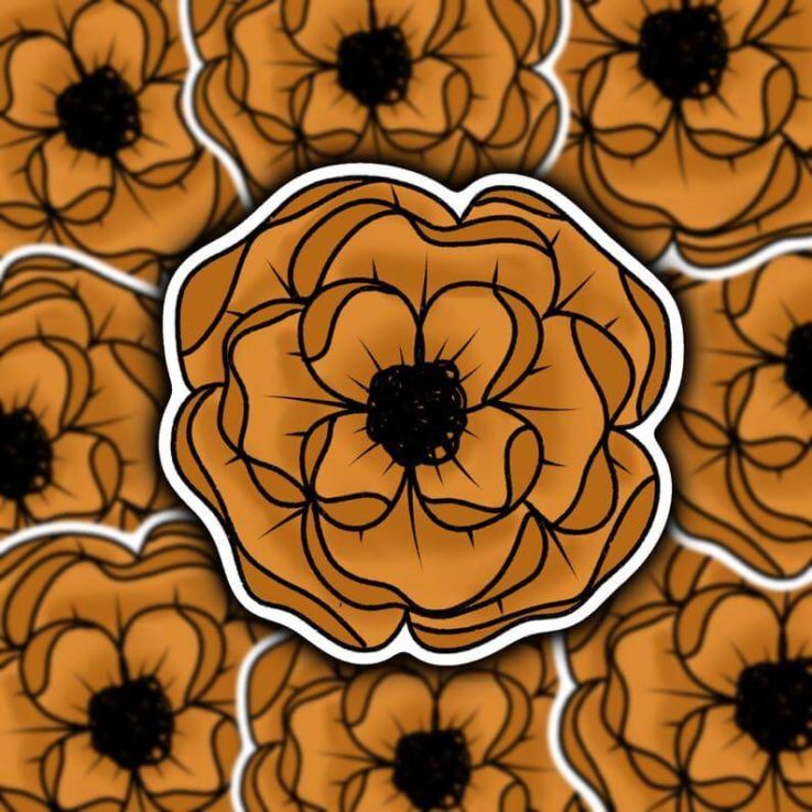 Orange Fall Floral Sticker
