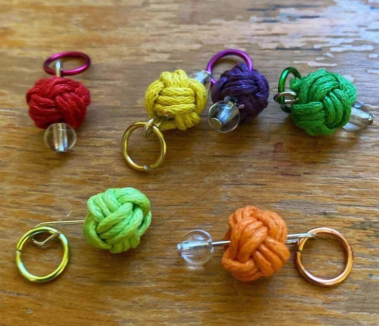 Yarn ball stitch markers, progress keepers, rainbow yarn balls