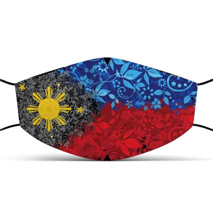 Filipino face mask with filter pocket and nose wire Philippines flag art mask