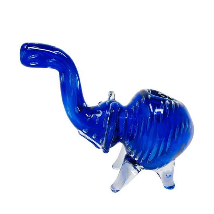 Glass Pipe Blue Elephant Pipe for Smoking, Blown Glass Pipe, Cute Pipe, Girly Pipe, Glass Pipe for Women, Yoga Pipe, Elephant Glass Pipe