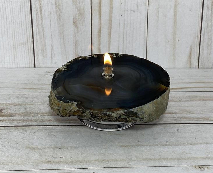 Rock oil candle - agate rock oil candle, agate oil candle, agate oil lamp, agate geode