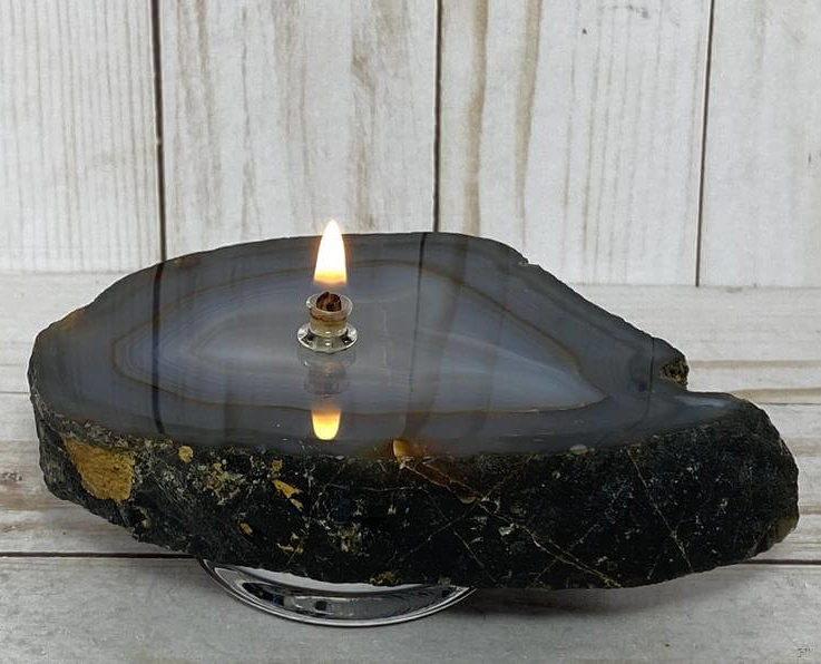 Rock oil candle - agate rock oil candle, agate oil candle, agate oil lamp, agate geode