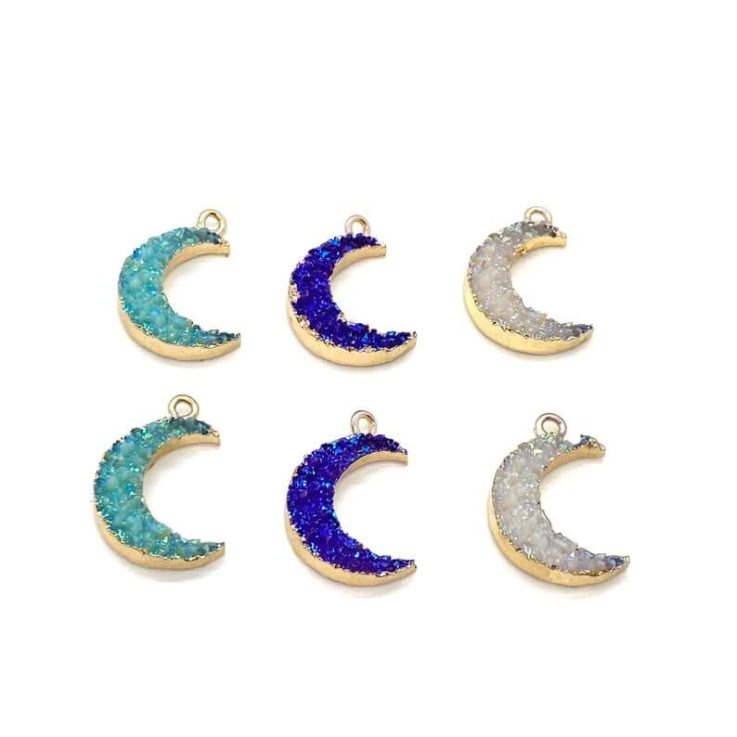 Druzy Resin Moon Charm Charms For Jewelry Making Moon Charm Bulk Charms Druzy Charms Earring Charms Bulk Moon Charms Bulk Moon Charms
