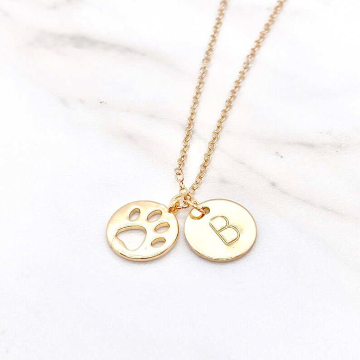 Paw Print Necklace With Pets Initial Necklace For Dog Moms With Pets Custom Necklace With Pets Monogram Jewelry Gift For Her