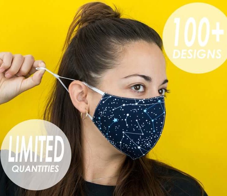100% Cotton Face Mask with Nose Wire Soft, Men's, Women's, Kids, Adjustable Ears StrapsLoop, Washable & Reusable, Filter Pocket