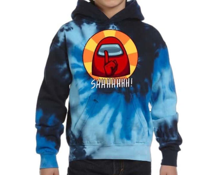 Among Us Hoodie Kids Friends Costume Cosplay Video Game Meme Imposter Gamer Gift Tie Dye Hoodie Sweatshirt Blue Ocean