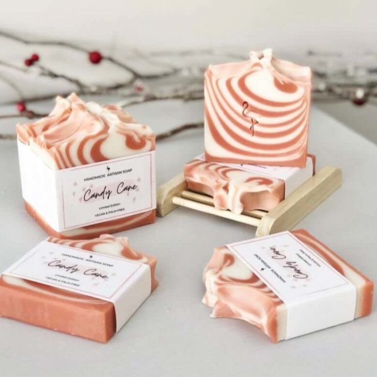 Candy Cane Artisan Soap Vegan Soap Luxury Christmas Gift