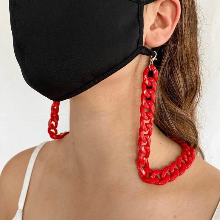 Designer Red Acrylic Mask chain