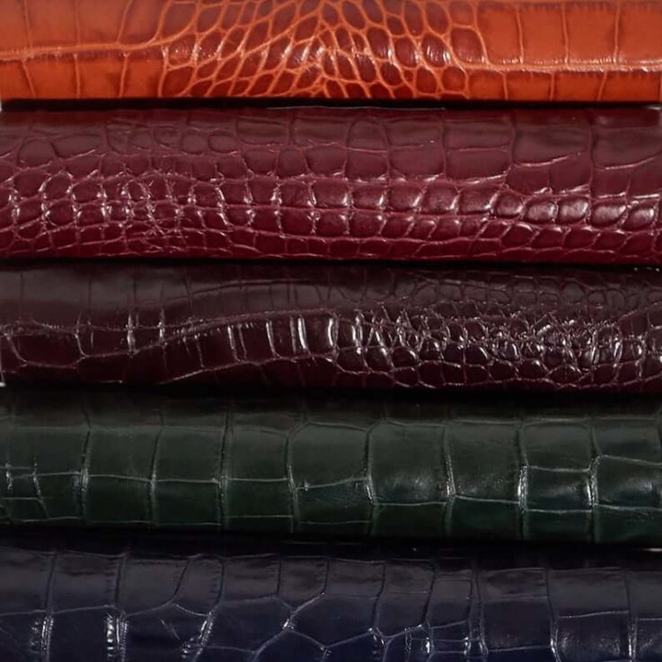Embossed Crocodile Print on Cowhide Leather Sheets High Quality Italian Leather Available in Sheets, Quarter Hide & Half Hide