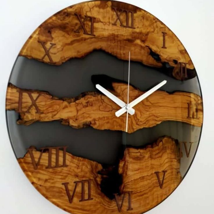 Epoxy clock, Resin clock, Clock for wall, Olive Wood Resin Wall Clock Wall Clock Wood Clock Wood Decor Wooden Clock Cool Clocks