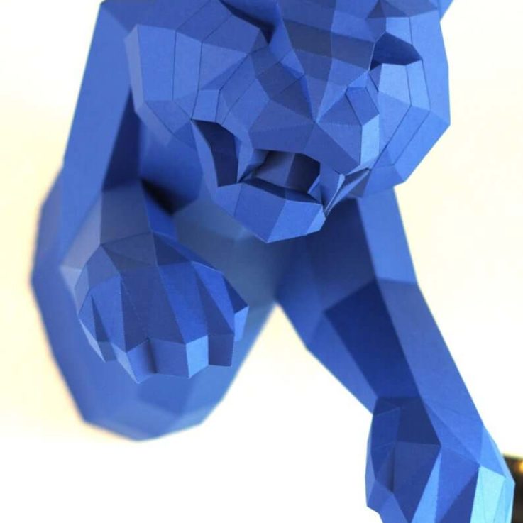 Jumping Jaguar, half out of the wall, papercraft kit designed by Paperwolf. Unique design piece for your home