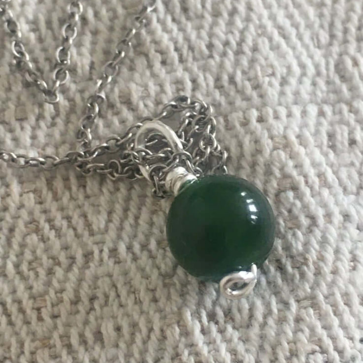 Qinghai Jade EcoSilver Pendant on a Recycled Sterling Silver Necklace