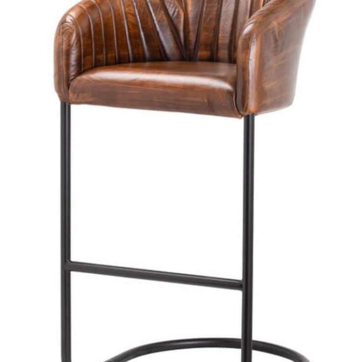 Real Leather Retro Style Bar Chair