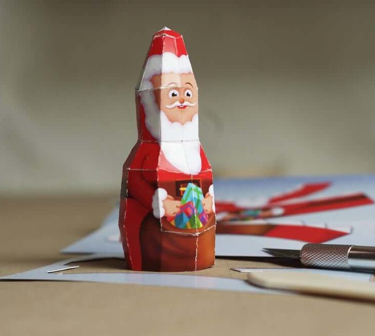 Santaclaus DIY papercraft kit on Flyer, Saint Nicholas Paperwolf Postcard Size 210x105mm